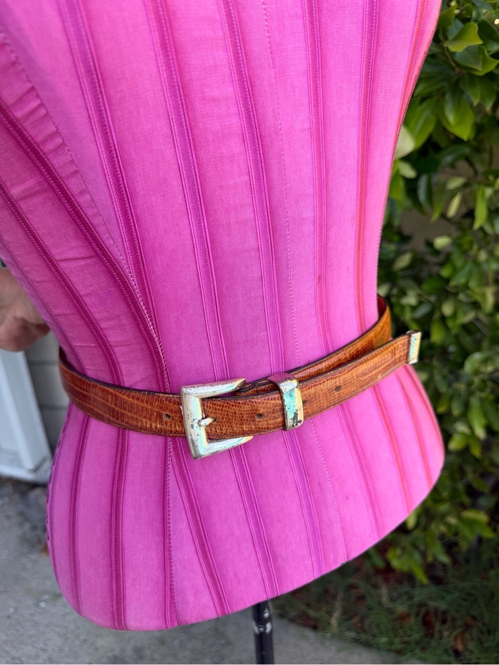 Banana Republic Tan Croc Embossed Leather Belt Silver Buckle Medium